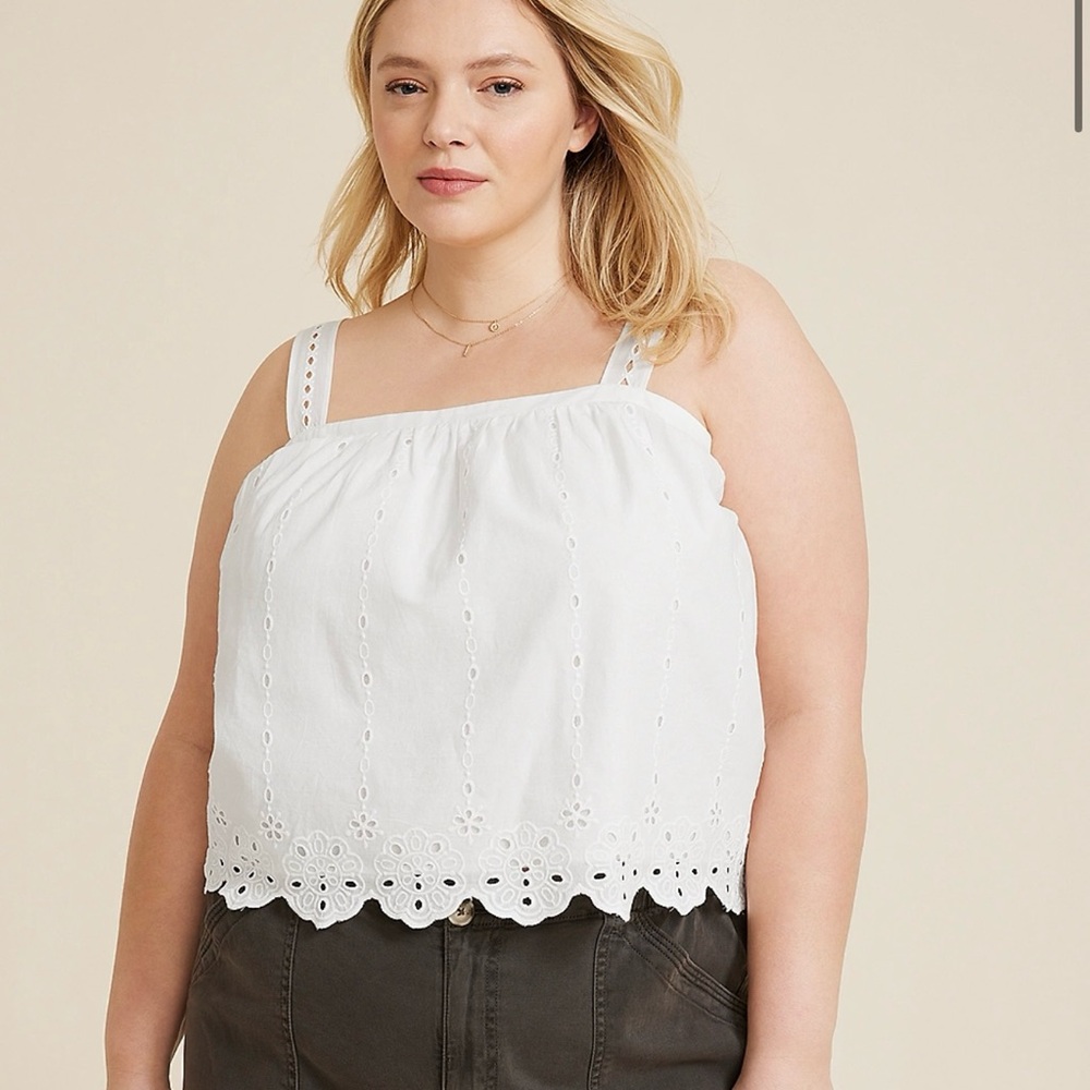 Maurices Plus Size Eyelet Swing Tank Top 3X Nwt White